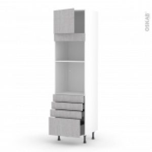 Colonne De Cuisine N1359 Fourmo Encastrable Niche 3638 Hoda Beton 1 Porte 4 Tiroirs L60 X H217 X P58 Cm