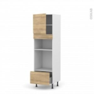 Colonne De Cuisine N1610 Fourmo Encastrable Niche 3638 Ipoma Chene Naturel 1 Porte 1 Tiroir L60 X H195 X P58 Cm