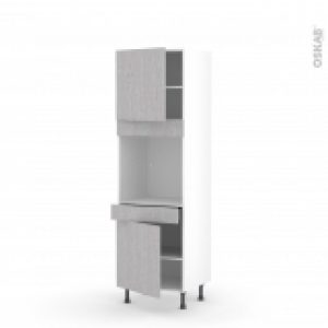 Colonne De Cuisine N1616 Four Encastrable Niche 60 Hoda Beton 2 Portes 1 Tiroir L60 X H195 X P58 Cm