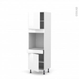 Colonne De Cuisine N1616 Four Encastrable Niche 60 Iris Blanc 2 Portes 1 Tiroir L60 X H195 X P58 Cm