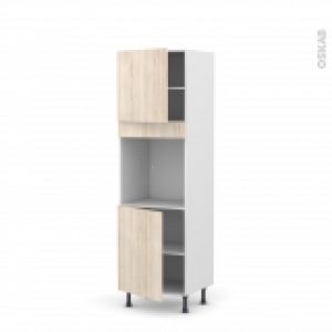 Colonne De Cuisine N1621 Four Encastrable Niche 60 Ikoro Chene Clair 2 Portes L60 X H195 X P58 Cm