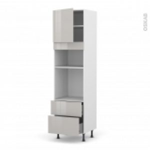 Colonne De Cuisine N1658 Fourmo Encastrable Niche 3638 Ivia Gris 1 Porte 2 Casseroliers L60 X H217 X P58 Cm