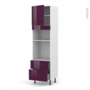 Colonne De Cuisine N1658 Fourmo Encastrable Niche 3638 Keria Aubergine 1 Porte 2 Casseroliers L60 X H217 X P58 Cm