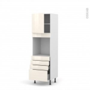 Colonne De Cuisine N1659 Four Encastrable Niche 60 Keria Ivoire 1 Porte 4 Tiroirs L60 X H195 X P58 Cm