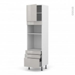 Colonne De Cuisine N1659 Fourmo Encastrable Niche 3638 Ivia Gris 1 Porte 3 Tiroirs L60 X H217 X P58 Cm