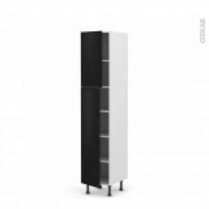 Colonne De Cuisine N1926 Armoire Etagere Ginko Noir 2 Portes L40 X H195 X P58 Cm