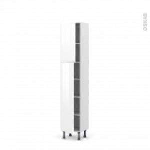 Colonne De Cuisine N1926 Armoire Etagere Iris Blanc 2 Portes L40 X H195 X P37 Cm