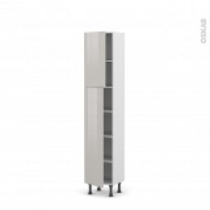 Colonne De Cuisine N1926 Armoire Etagere Ivia Gris 2 Portes L40 X H195 X P37 Cm
