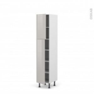 Colonne De Cuisine N1926 Armoire Etagere Ivia Gris 2 Portes L40 X H195 X P58 Cm