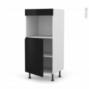 Colonne De Cuisine N21 Four Encastrable Niche 45 Ipoma Noir Mat 1 Porte L60 X H125 X P58 Cm