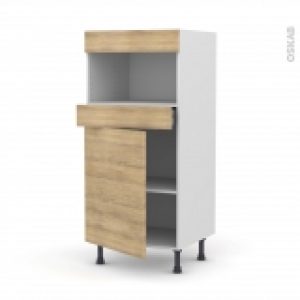 Colonne De Cuisine N21 Mo Encastrable Niche 3638 Hosta Chene Naturel 1 Porte 1 Tiroir L60 X H125 X P58 Cm