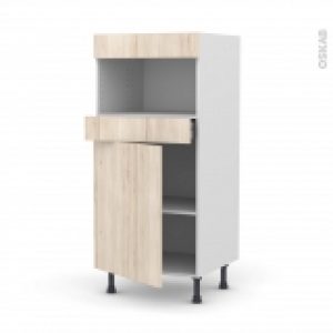Colonne De Cuisine N21 Mo Encastrable Niche 3638 Ikoro Chene Clair 1 Porte 1 Tiroir L60 X H125 X P58 Cm