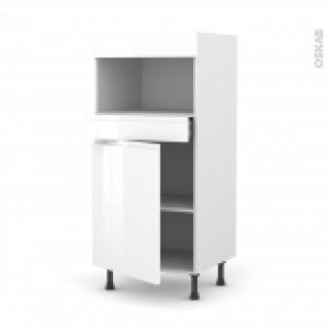 Colonne De Cuisine N21 Mo Encastrable Niche 3638 Ipoma Blanc Brillant 1 Porte 1 Tiroir L60 X H125 X P58 Cm