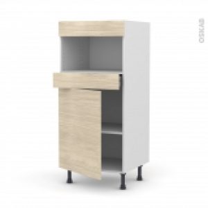 Colonne De Cuisine N21 Mo Encastrable Niche 3638 Stilo Noyer Blanchi 1 Porte 1 Tiroir L60 X H125 X P58 Cm