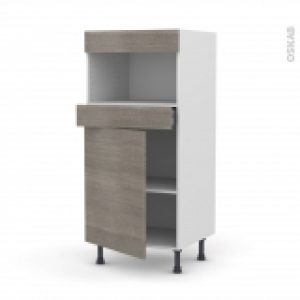 Colonne De Cuisine N21 Mo Encastrable Niche 3638 Stilo Noyer Naturel 1 Porte 1 Tiroir L60 X H125 X P58 Cm