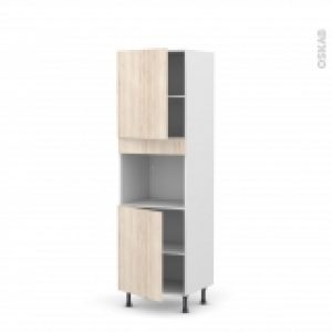 Colonne De Cuisine N2121 Four Encastrable Niche 45 Ikoro Chene Clair 2 Portes L60 X H195 X P58 Cm