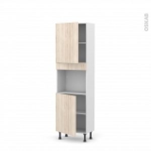 Colonne De Cuisine N2121 Four Encastrable Niche 45 Ikoro Chene Clair 2 Portes L60 X H195 X P37 Cm