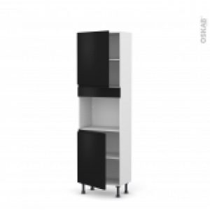 Colonne De Cuisine N2121 Four Encastrable Niche 45 Ipoma Noir Mat 2 Portes L60 X H195 X P37 Cm