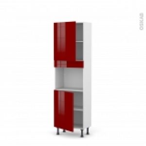 Colonne De Cuisine N2121 Four Encastrable Niche 45 Ivia Rouge 2 Portes L60 X H195 X P37 Cm