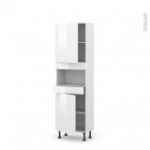 Colonne De Cuisine N2121 Mo Encastrable Niche 3638 Bora Blanc 2 Portes 1 Tiroir L60 X H195 X P37 Cm