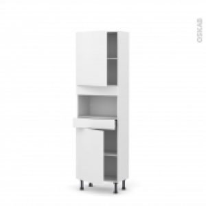 Colonne De Cuisine N2121 Mo Encastrable Niche 3638 Ginko Blanc 2 Portes 1 Tiroir L60 X H195 X P37 Cm