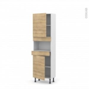 Colonne De Cuisine N2121 Mo Encastrable Niche 3638 Hosta Chene Naturel 2 Portes 1 Tiroir L60 X H195 X P37 Cm