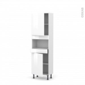 Colonne De Cuisine N2121 Mo Encastrable Niche 3638 Iris Blanc 2 Portes 1 Tiroir L60 X H195 X P37 Cm