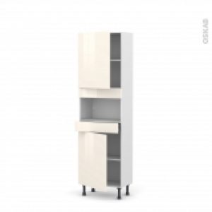 Colonne De Cuisine N2121 Mo Encastrable Niche 3638 Keria Ivoire 2 Portes 1 Tiroir L60 X H195 X P37 Cm