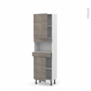 Colonne De Cuisine N2121 Mo Encastrable Niche 3638 Stilo Noyer Naturel 2 Portes 1 Tiroir L60 X H195 X P37 Cm