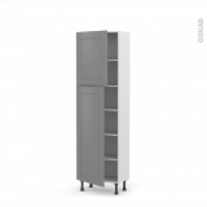 Colonne De Cuisine N2127 Armoire Etagere Filipen Gris 2 Portes L60 X H195 X P37 Cm