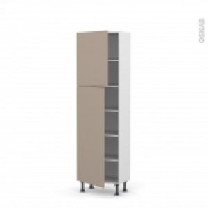 Colonne De Cuisine N2127 Armoire Etagere Ginko Taupe 2 Portes L60 X H195 X P37 Cm