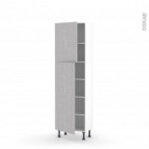 Colonne De Cuisine N2127 Armoire Etagere Hoda Beton 2 Portes L60 X H195 X P37 Cm
