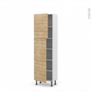 Colonne De Cuisine N2127 Armoire Etagere Hosta Chene Naturel 2 Portes L60 X H195 X P37 Cm