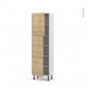 Colonne De Cuisine N2127 Armoire Etagere Ipoma Chene Naturel 2 Portes L60 X H195 X P37 Cm