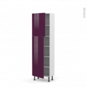 Colonne De Cuisine N2127 Armoire Etagere Keria Aubergine 2 Portes L60 X H195 X P37 Cm