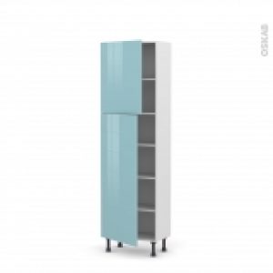 Colonne De Cuisine N2127 Armoire Etagere Keria Bleu 2 Portes L60 X H195 X P37 Cm