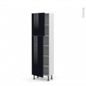 Colonne De Cuisine N2127 Armoire Etagere Keria Noir 2 Portes L60 X H195 X P37 Cm