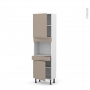 Colonne De Cuisine N2156 Four Encastrable Niche 45 Ginko Taupe 2 Portes 1 Tiroir L60 X H195 X P37 Cm