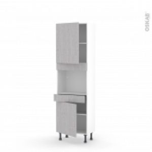 Colonne De Cuisine N2156 Four Encastrable Niche 45 Hoda Beton 2 Portes 1 Tiroir L60 X H195 X P37 Cm