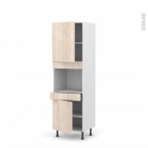 Colonne De Cuisine N2156 Four Encastrable Niche 45 Ikoro Chene Clair 2 Portes 1 Tiroir L60 X H195 X P58 Cm