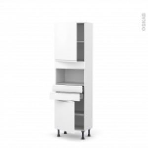 Colonne De Cuisine N2156 Mo Encastrable Niche 3638 Ipoma Blanc Mat 2 Portes 2 Tiroirs L60 X H195 X P37 Cm