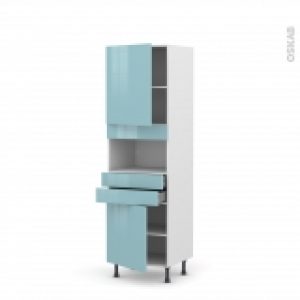 Colonne De Cuisine N2156 Mo Encastrable Niche 3638 Keria Bleu 2 Portes 2 Tiroirs L60 X H195 X P58 Cm