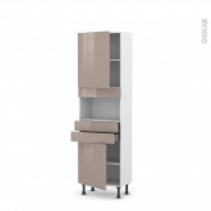 Colonne De Cuisine N2156 Mo Encastrable Niche 3638 Keria Moka 2 Portes 2 Tiroirs L60 X H195 X P37 Cm