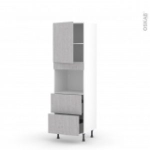 Colonne De Cuisine N2157 Four Encastrable Niche 45 Hoda Beton 1 Porte 2 Casseroliers L60 X H195 X P58 Cm