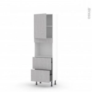 Colonne De Cuisine N2157 Four Encastrable Niche 45 Hoda Beton 1 Porte 2 Casseroliers L60 X H195 X P37 Cm