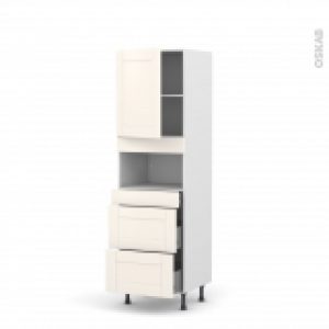 Colonne De Cuisine N2157 Mo Encastrable Niche 3638 Filipen Ivoire 1 Porte 3 Tiroirs L60 X H195 X P58 Cm