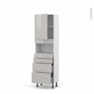 Colonne De Cuisine N2158 Mo Encastrable Niche 3638 Ivia Gris 1 Porte 4 Tiroirs L60 X H195 X P37 Cm