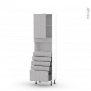 Colonne De Cuisine N2159 Mo Encastrable Niche 3638 Hoda Beton 1 Porte 5 Tiroirs L60 X H195 X P37 Cm