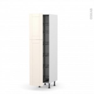 Colonne De Cuisine N2619 Armoire De Rangement Filipen Ivoire 6 Paniers Plateaux L40 X H195 X P58 Cm