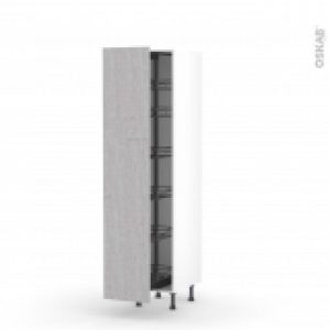 Colonne De Cuisine N2619 Armoire De Rangement Hoda Beton 6 Paniers Plateaux L40 X H195 X P58 Cm
